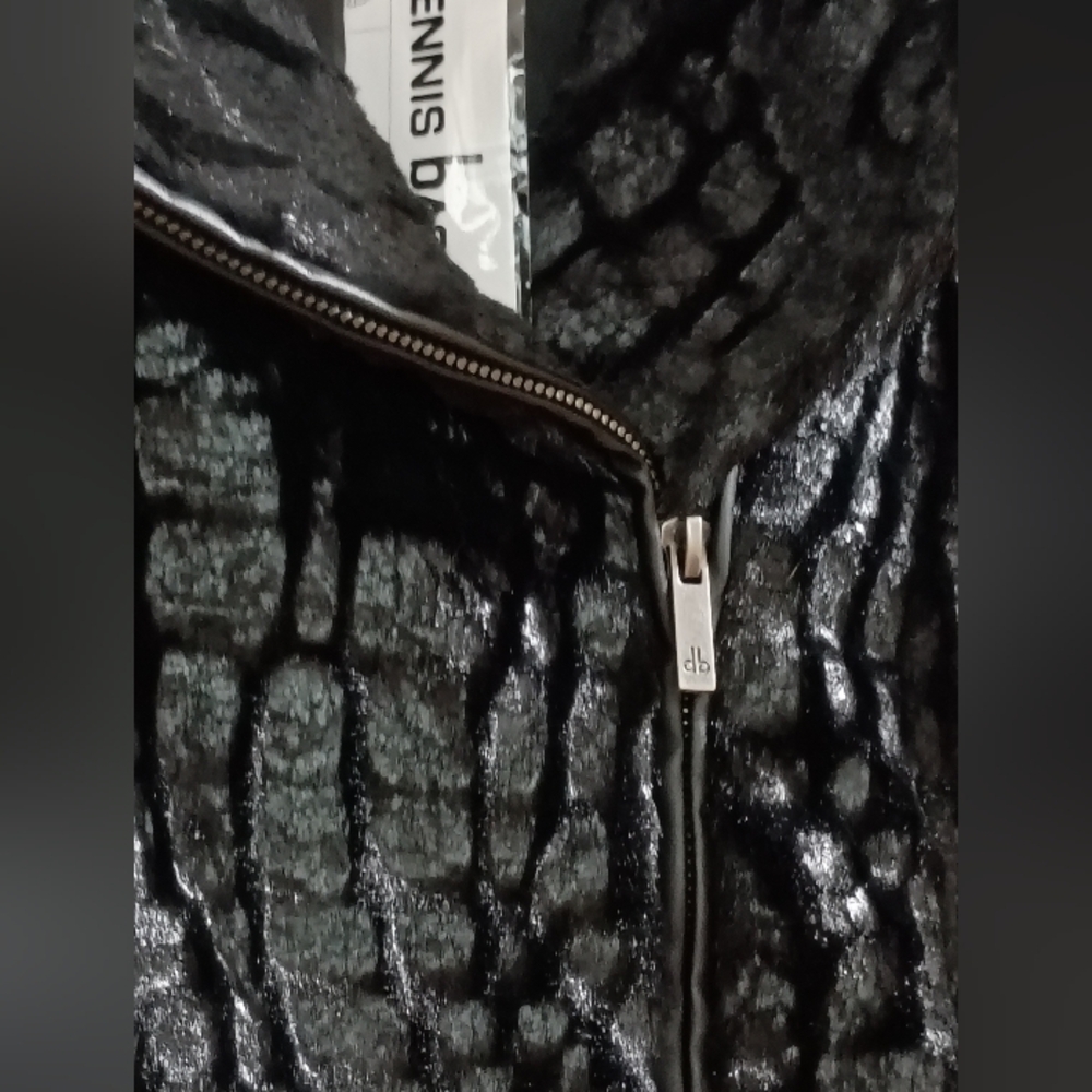 Black Crocodile-Texstute Pattern Teddy Jacket - image 4